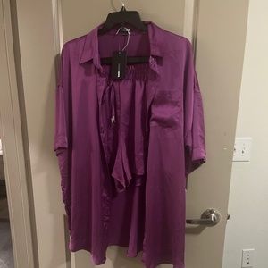 Purple fashion nova Satin short set